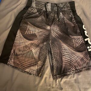 Grey and black patterned Adidas athletic shorts